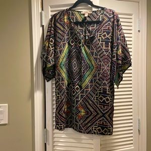 Forever 21 printed mini dress with v neck and batwing